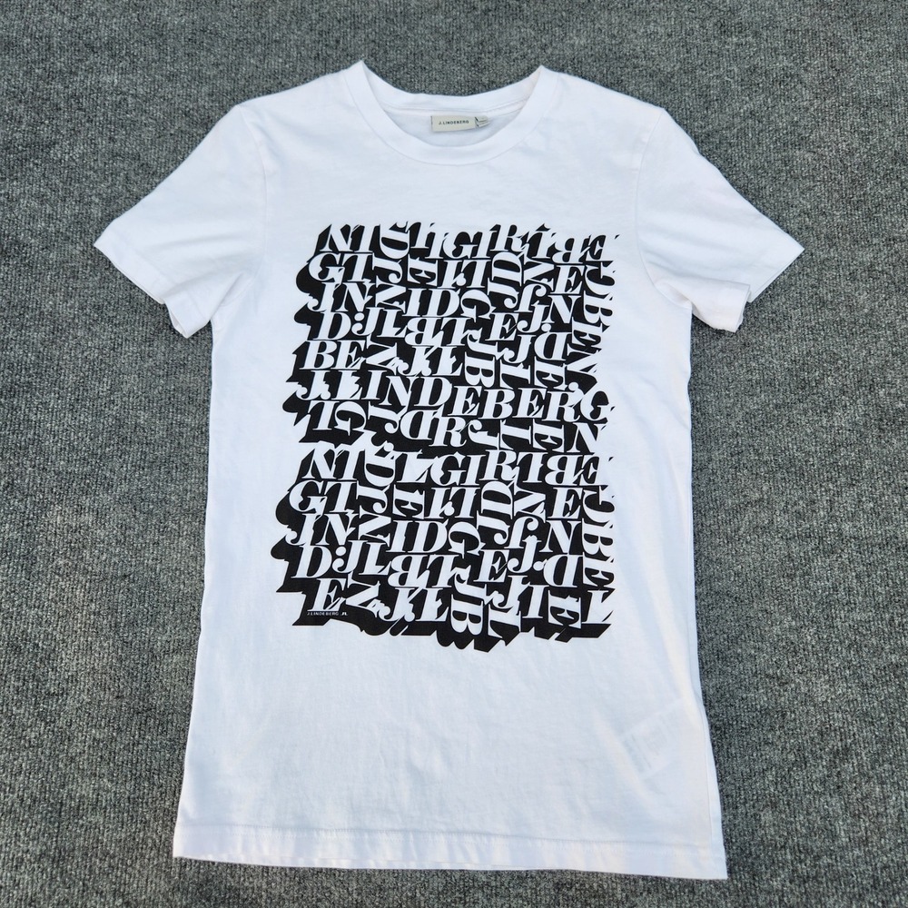 J.Lindeberg Graphic‎ Print T-Shirt Mens Size S White Short Sleeve